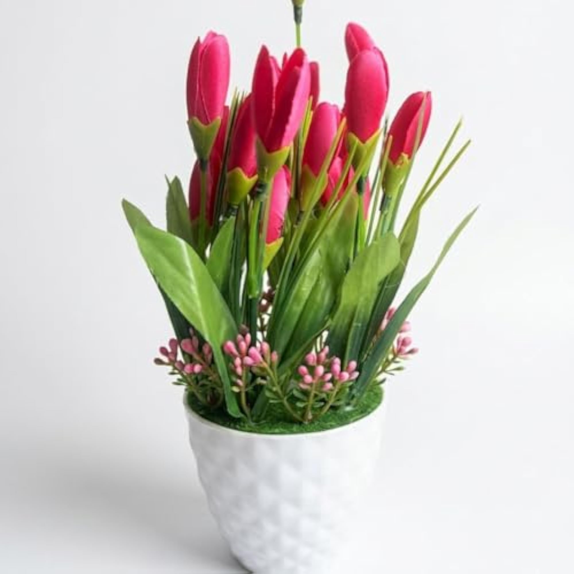 Artificial Pink Tulip Flower Pot